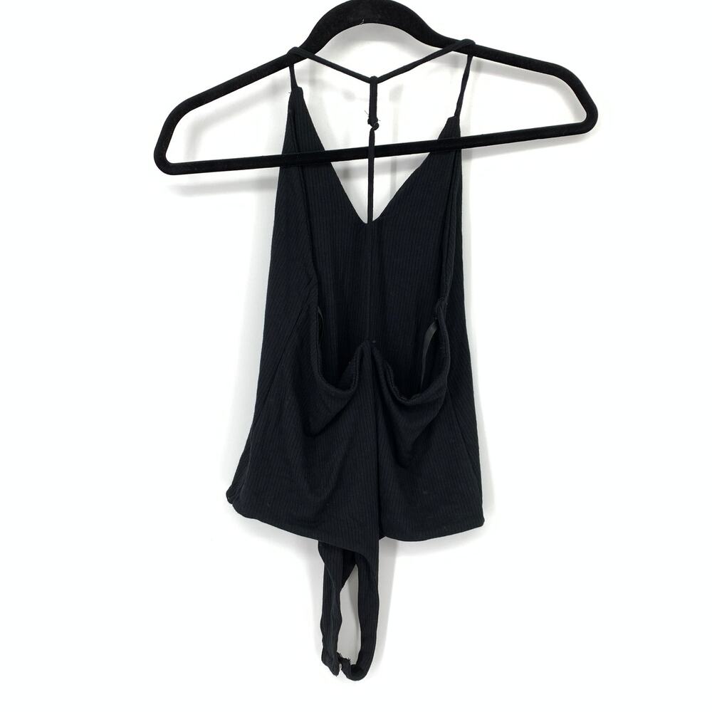 AFRM Bodysuit Women's Size M Black Sleeveless T-Back Spaghetti Straps V-Neck - Picture 3 of 6